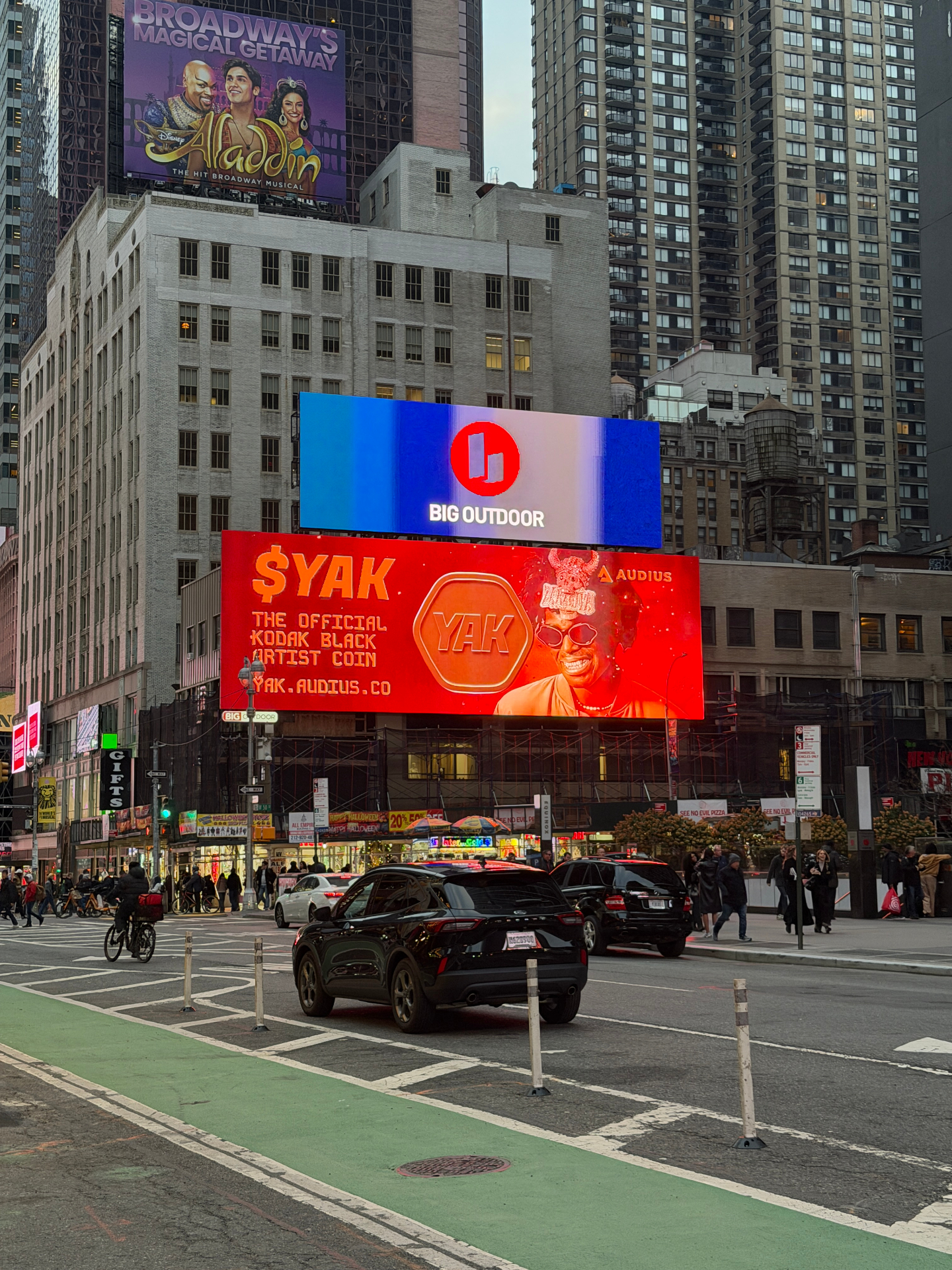 Kodak Black $YAK artist coin billboard in Times Square